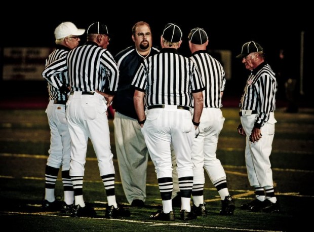 Here I am in a pregame meeting with the officials in 2008.